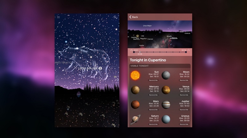تطبيق Night Sky لتتبع حركات النجوم والكواكب للأيفون والأيباد 