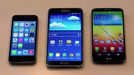 note 3 vs iphone 5s vs lg g2