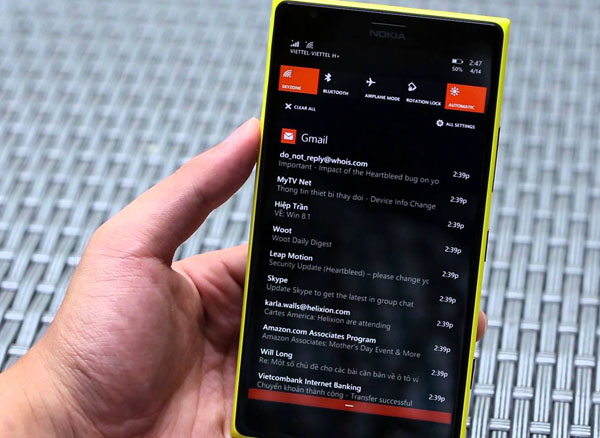 windows phone 8-1 action center