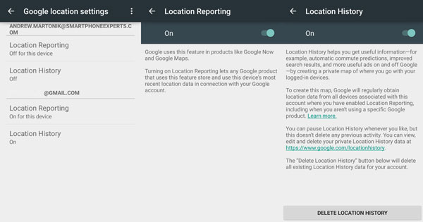 google-location-reporting-history-screens