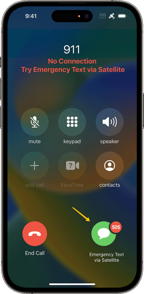 استخدام ميزة طوارئ SOS عبر الأقمار الصناعية على جهاز iPhone
